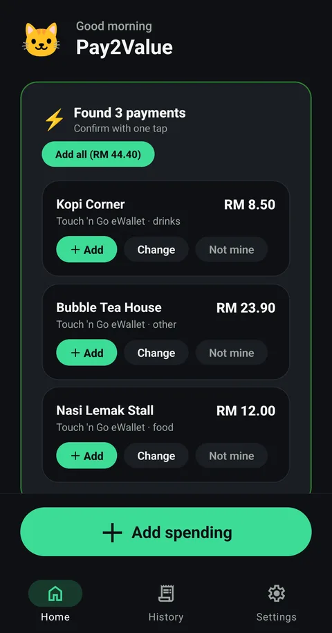 Bayaran dijumpai, sahkan sekali tekan